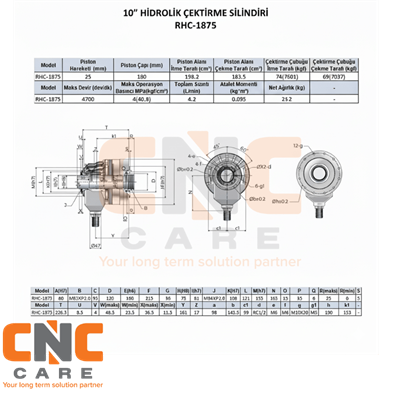 AUTOCLAWS 10 Inc Hidrolik Çektirme Silindiri (RHC-1875)