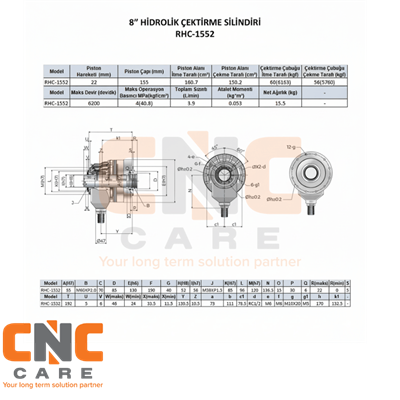 AUTOCLAWS 8 Inc Hidrolik Çektirme Silindiri (RHC-1552)