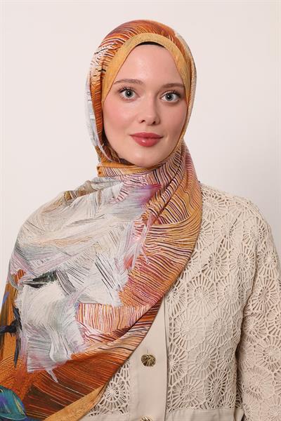 Desenli İpek Şal | Altın Kehribar