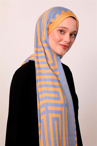 Desenli İpek Şal | Amber Işıltısı