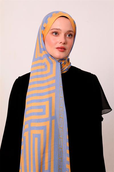 Desenli İpek Şal | Amber Işıltısı