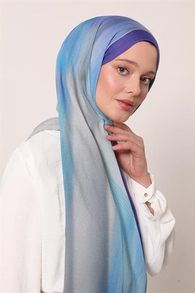 Desenli İpek Şal | Ay Moru