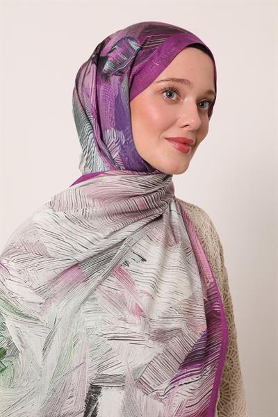 Desenli İpek Şal | Ay Moru