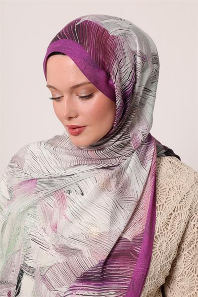 Desenli İpek Şal | Ay Moru