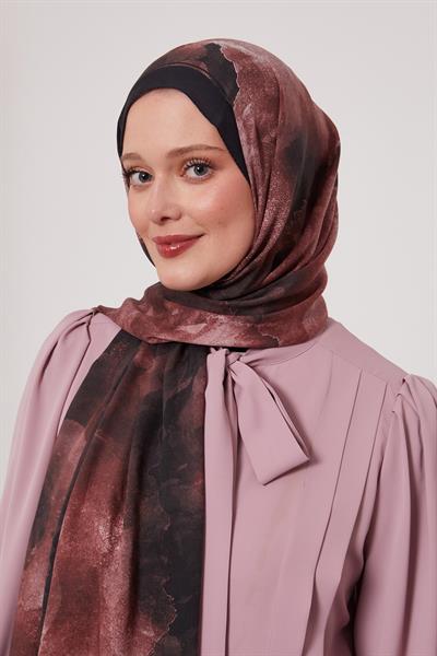 Desenli İpek Şal | Ayaz Siyahı