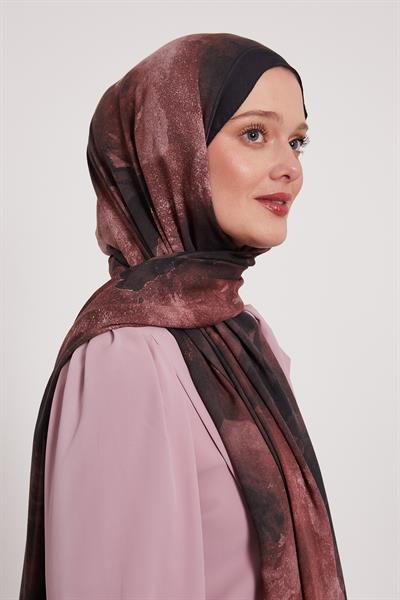 Desenli İpek Şal | Ayaz Siyahı