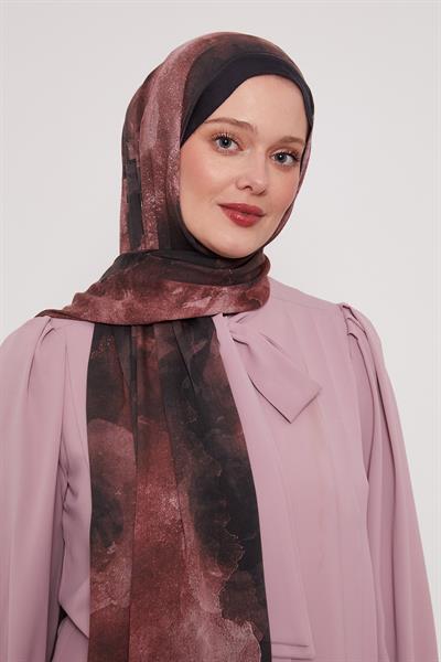 Desenli İpek Şal | Ayaz Siyahı