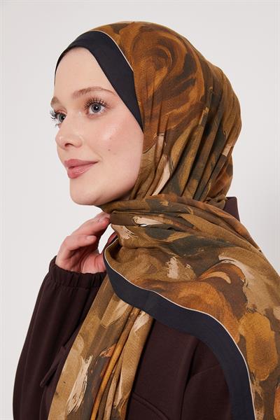 Desenli İpek Şal | Ayaz Siyahı