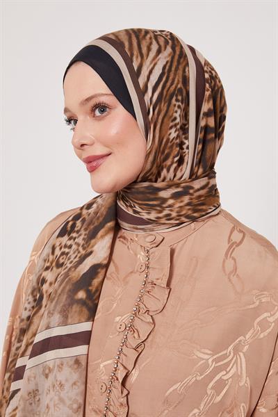 Desenli İpek Şal | Ayaz Siyahı