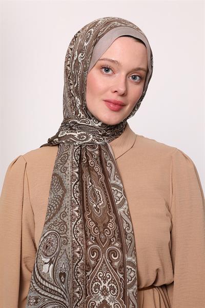 Desenli İpek Şal Bej