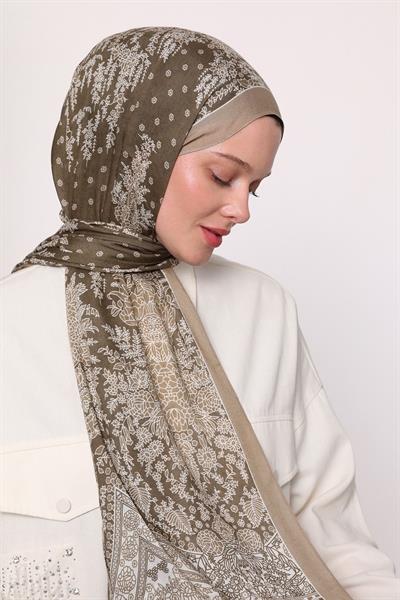 Desenli İpek Şal Bej