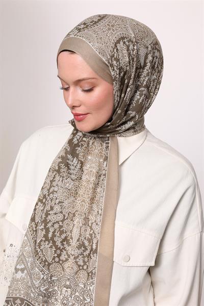 Desenli İpek Şal Bej