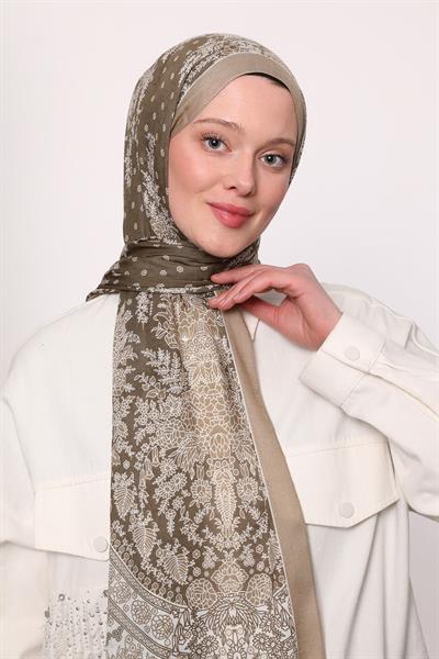 Desenli İpek Şal Bej