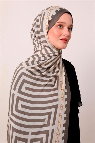 Desenli İpek Şal | Bohem Grisi