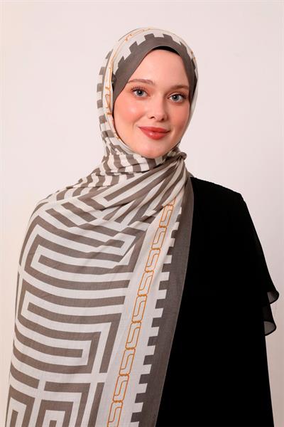 Desenli İpek Şal | Bohem Grisi