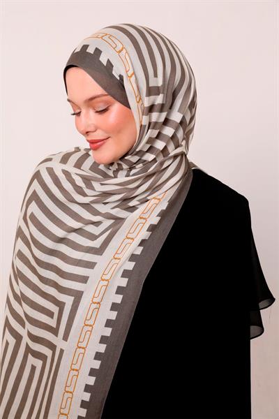 Desenli İpek Şal | Bohem Grisi