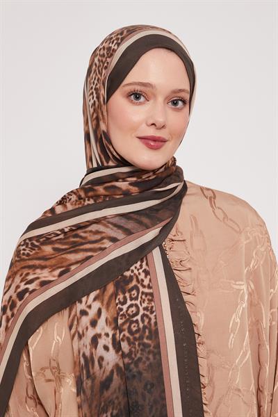 Desenli İpek Şal | Bohem Haki