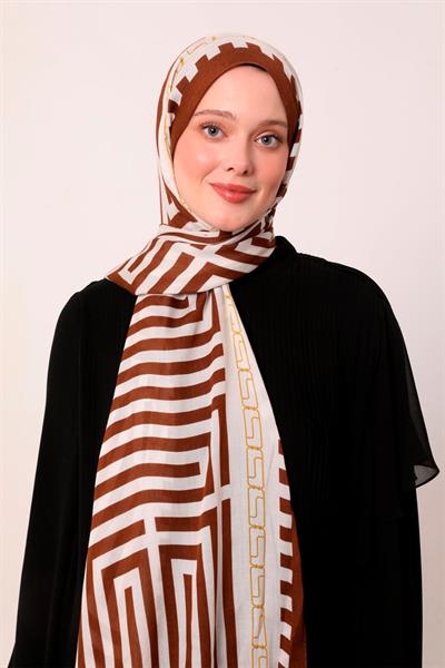 Desenli İpek Şal | Çikolata Kahvesi
