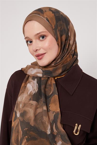 Desenli İpek Şal | DerinKahve