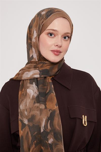 Desenli İpek Şal | DerinKahve