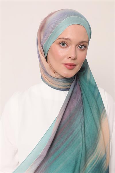 Desenli İpek Şal | Derin Turkuaz