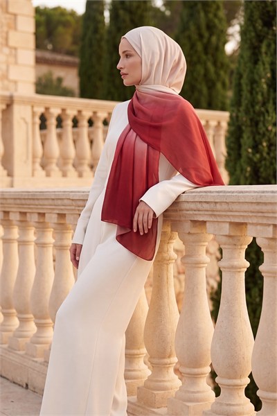 Desenli İpek Şal | Dumanlı Bordo