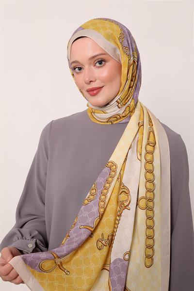 Desenli İpek Şal | Gece Eflatunu