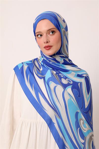 Desenli İpek Şal | Gece Safiri