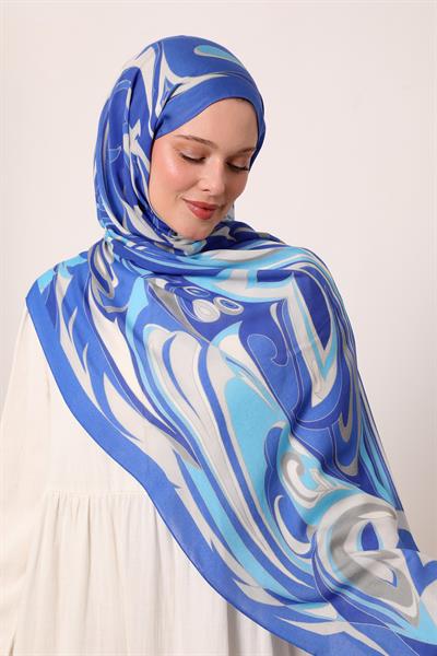 Desenli İpek Şal | Gece Safiri
