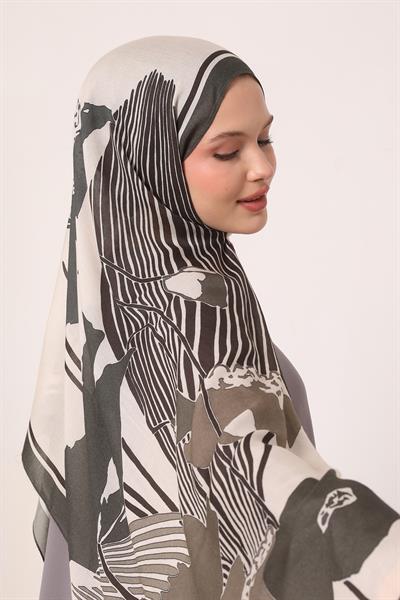 Desenli İpek Şal | Gölge Yeşili