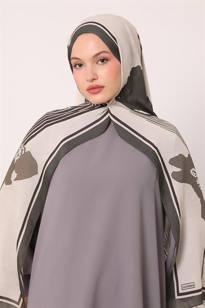 Desenli İpek Şal | Gölge Yeşili