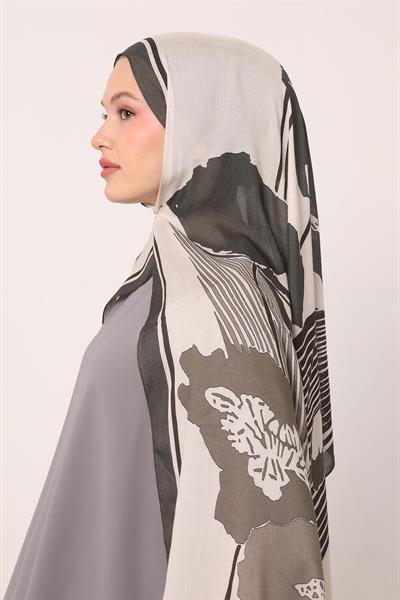 Desenli İpek Şal | Gölge Yeşili