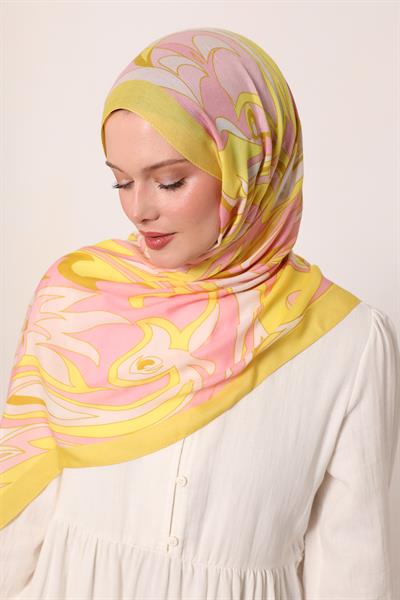 Desenli İpek Şal | Güneş Sarısı