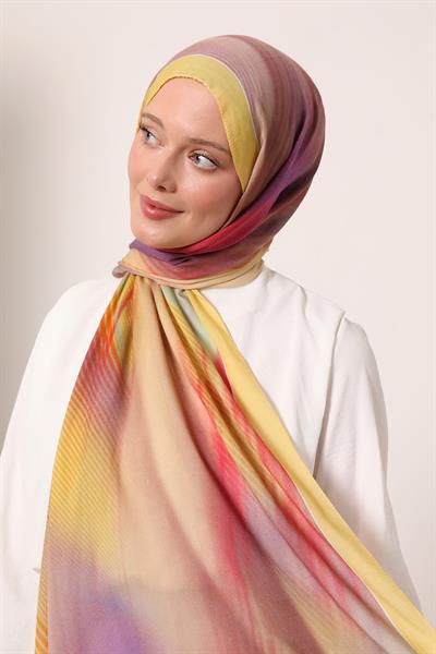 Desenli İpek Şal | Güneş Sarısı