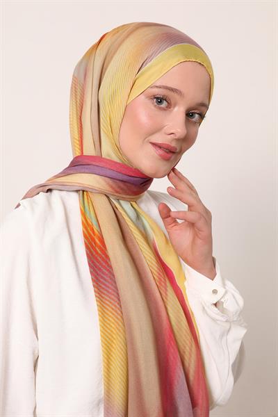 Desenli İpek Şal | Güneş Sarısı