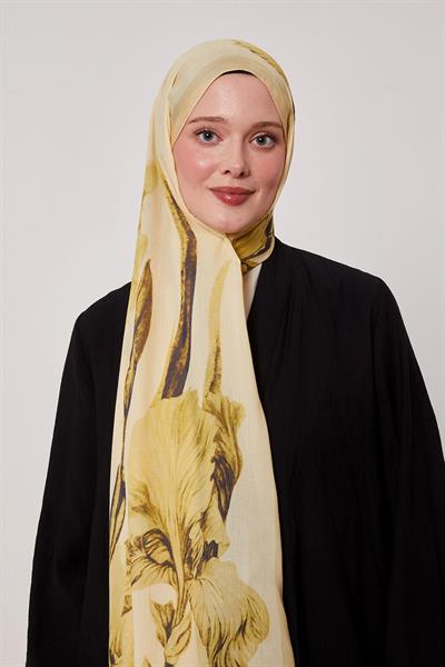 Desenli İpek Şal | Güz Sarısı