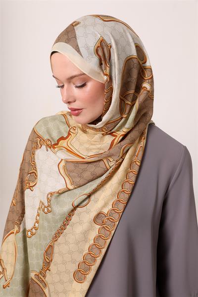 Desenli İpek Şal | Güz Sarısı