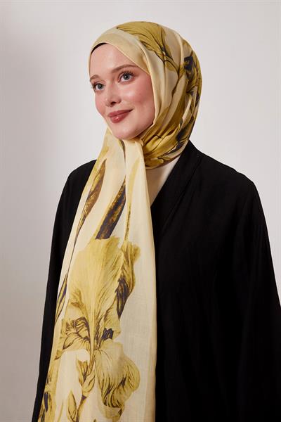 Desenli İpek Şal | Güz Sarısı