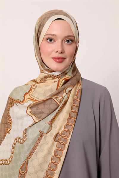 Desenli İpek Şal | Güz Sarısı