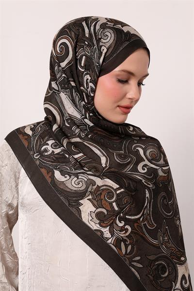 Desenli İpek Şal | Haki