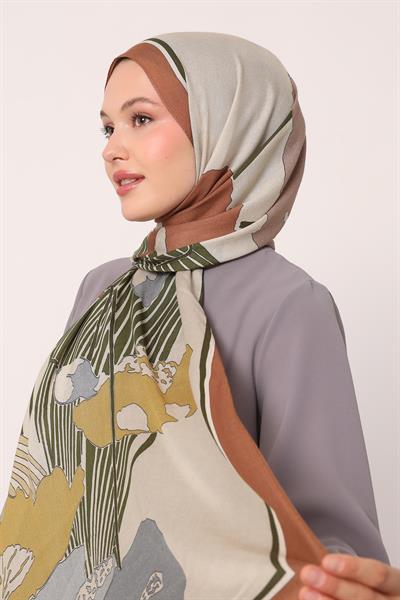 Desenli İpek Şal | Kızıl Toprak