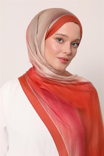 Desenli İpek Şal | Kızıl Toprak