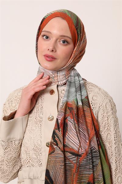 Desenli İpek Şal | Kızıl Toprak