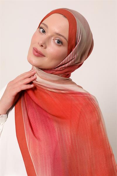 Desenli İpek Şal | Kızıl Toprak