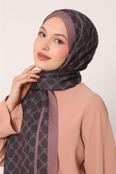 Desenli İpek Şal | Koyu Mor