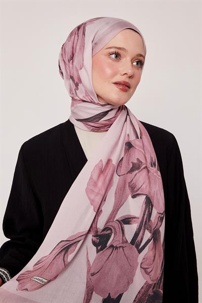 Desenli İpek Şal | Leylak