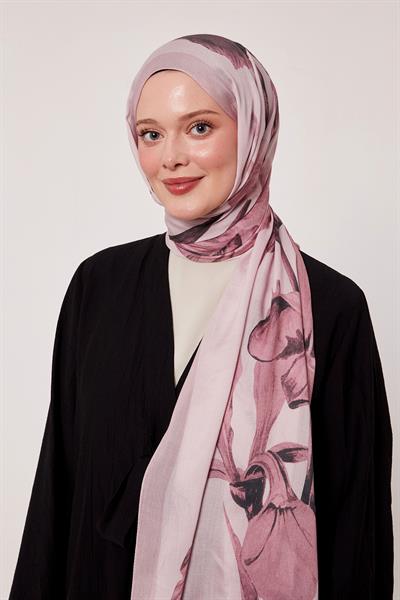 Desenli İpek Şal | Leylak