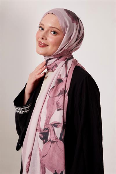 Desenli İpek Şal | Leylak