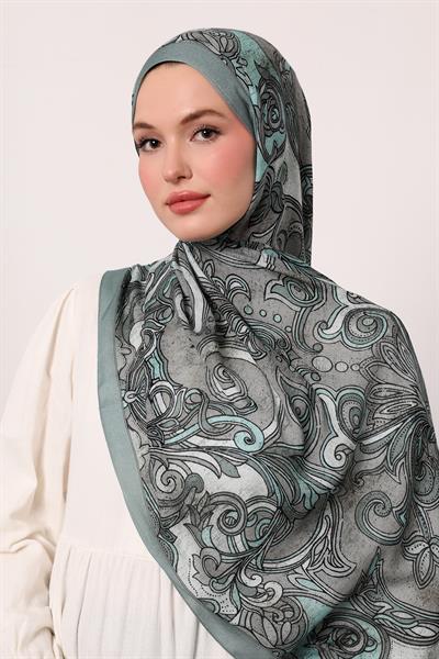 Desenli İpek Şal | Mint
