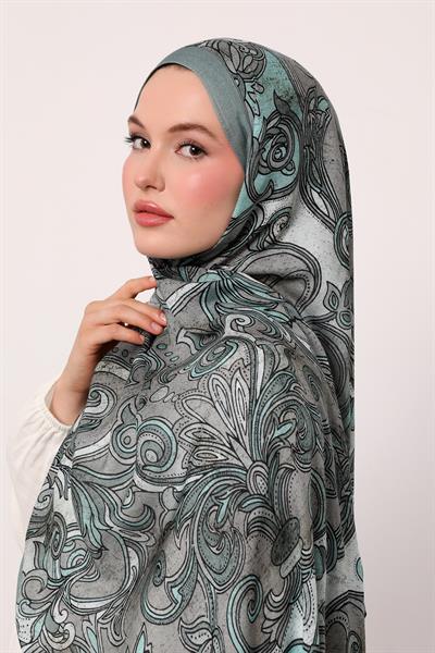 Desenli İpek Şal | Mint